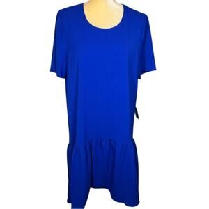 Charles Henry Blue Drop Waist Swing Short Sleeve Dress Size L, NWOT